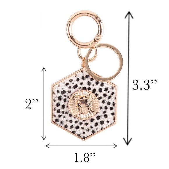 Gorgeous Golden Cheetah and Leopard Hexagon Keychain Charm - Picture 16 of 16